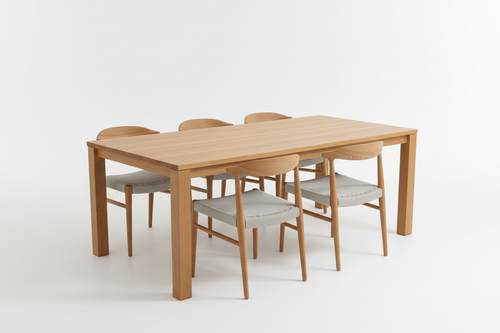 Oak Wooden Dining Table with six chairs