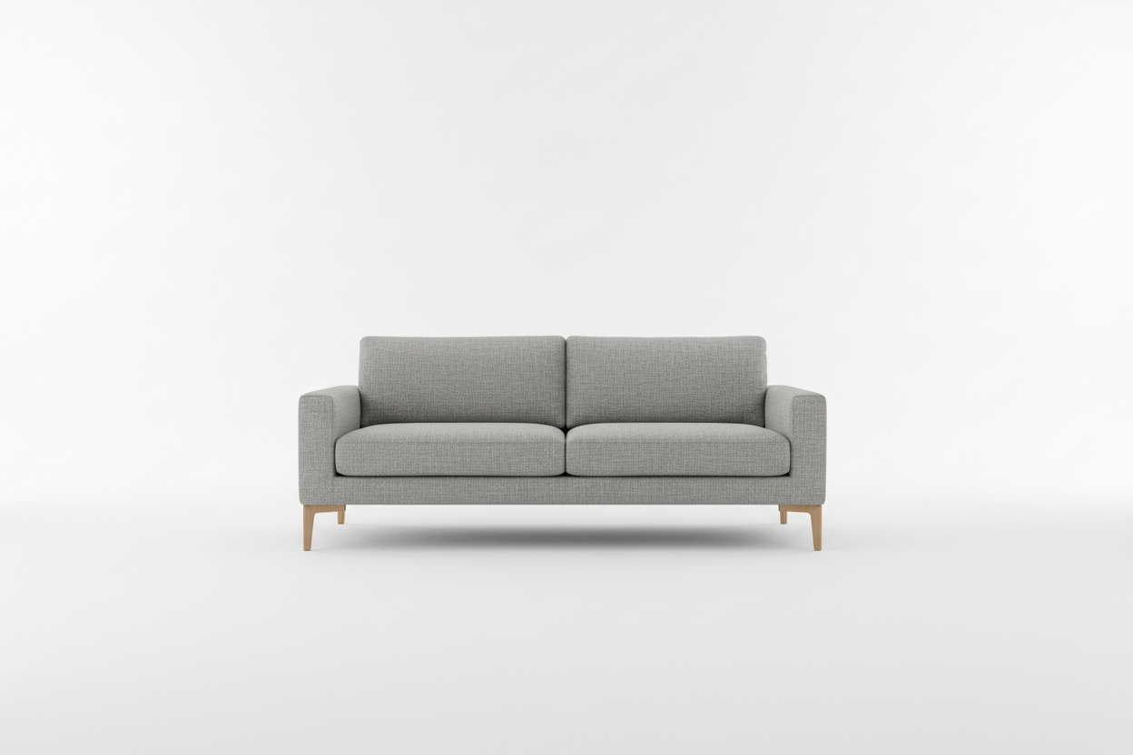 Modern Grey Fabric Sofa with wooden legs